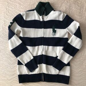 ✨SOLD✨ Women’s size L Polo Ralph Lauren striped old money preppy knit zip jacket
